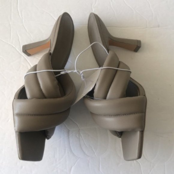 H&M Mules Heels Sandals Quilt Taupe Grey Sz.39/US 8 - Picture 6 of 16